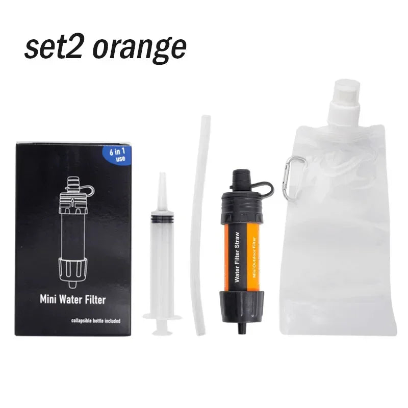 Outdoor Water Filter Straw Portable Water Purifier Survival Emergency Drinking Purifier Camping Hiking Backpacking Emergency