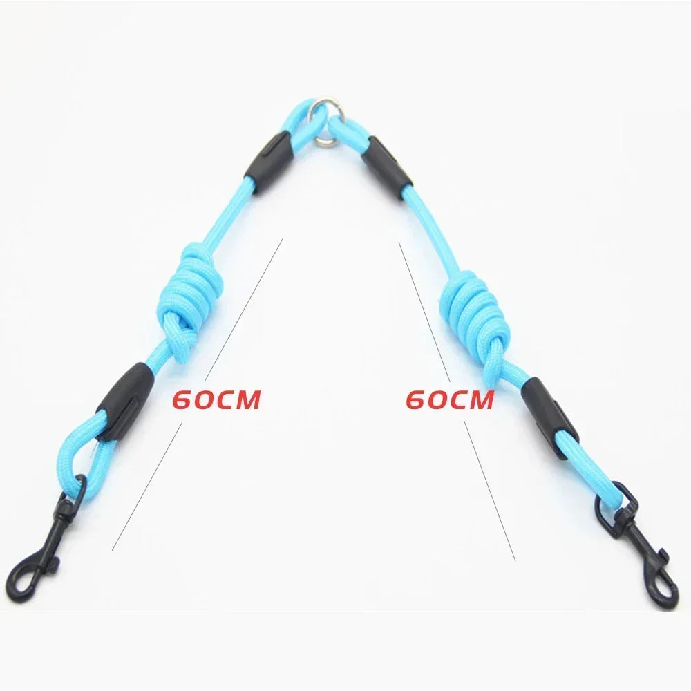 Double Dog Leash Coupler for Small Pets Nylon Twin Lead