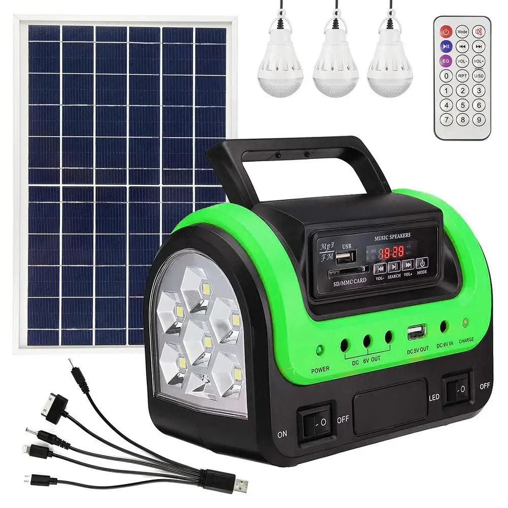 Portable Solar Power Station with Flashlight & USB DC Outputs