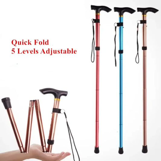 Telescopic Walking Stick Folding Aluminum Trekking Pole for Hiking & Elderly Support