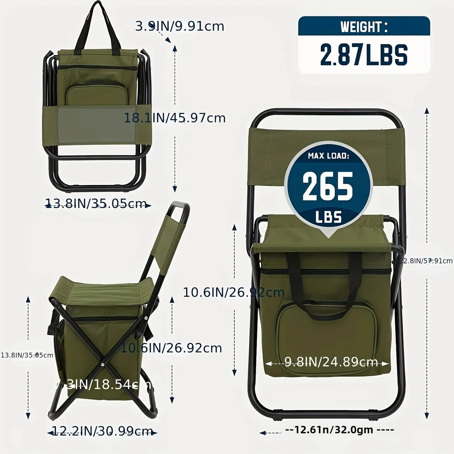 Fundango Lightweight Foldable Fishing and Camping Chair with Backrest