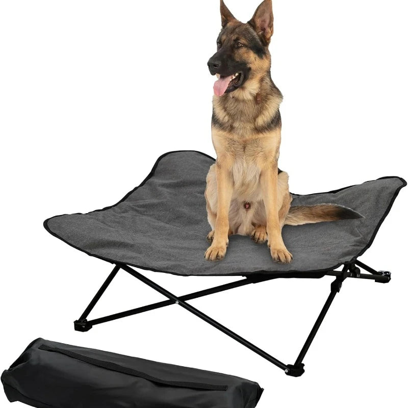 Elevated Portable Dog Cot with Padded Bed and Carry Bag