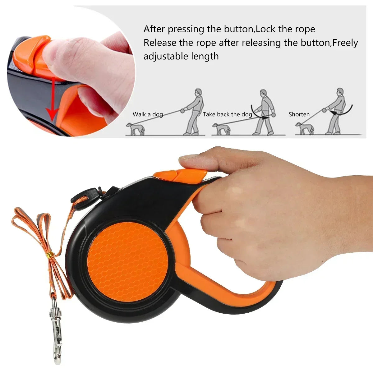 8M Heavy-Duty Retractable Dog Leash with Reflective Tape and Non-Slip Handle