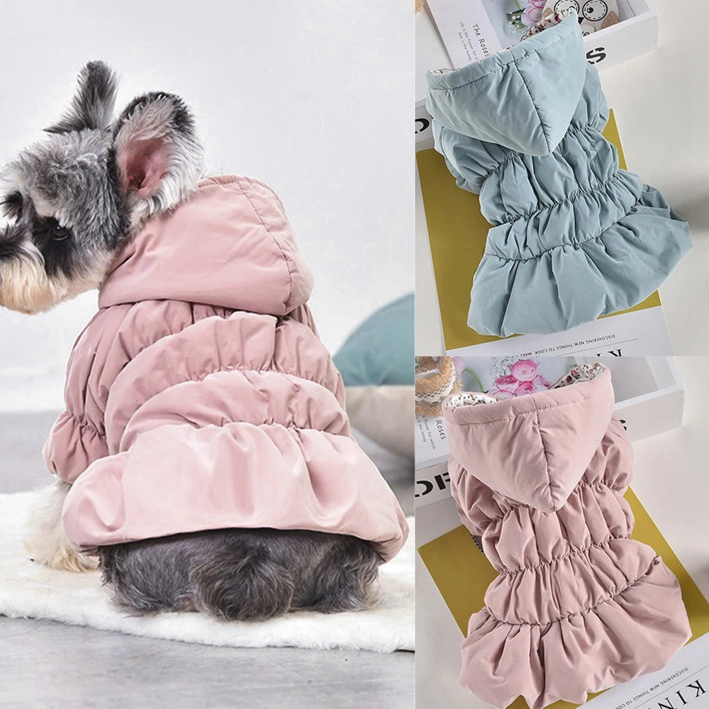 Winter Warm Dog Hoodie with Bubble Dress