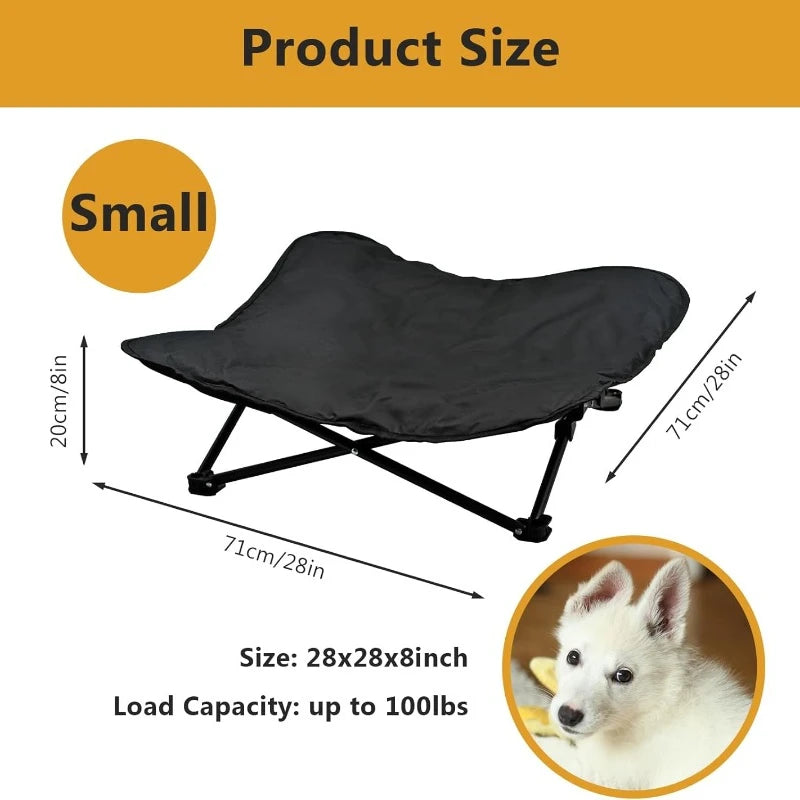 Elevated Portable Dog Cot with Padded Bed and Carry Bag