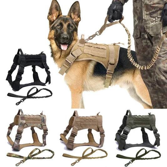 Military Dog Harness Collar and Leash Set for Large Breeds