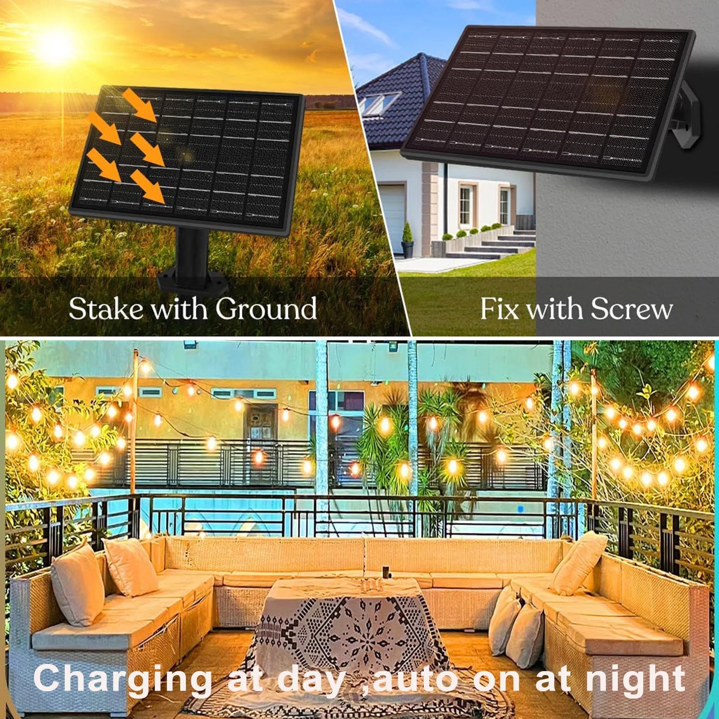 Remote Dimmable Solar String Lights for Outdoor & Patio