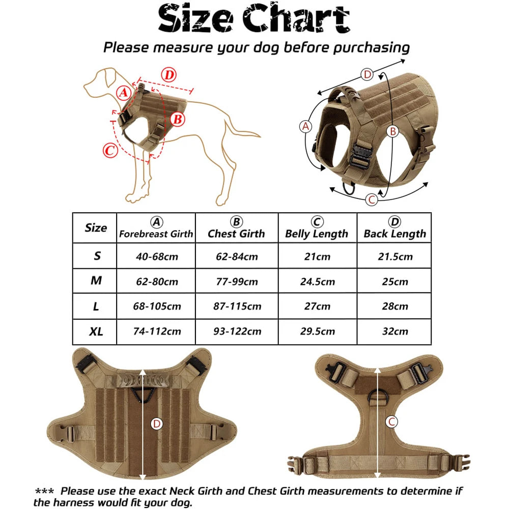 Large Dog Training Harness Vest Set