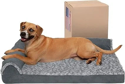 Cooling Gel Dog Bed with Removable Bolsters & Washable Cover for Medium & Large Dogs