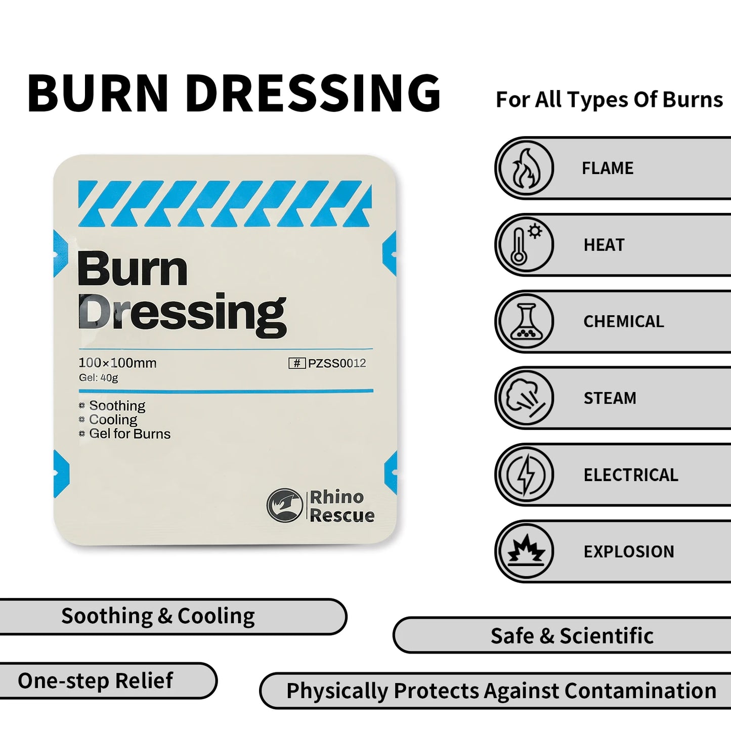 Burn Care Kit: Burn Dressings, Burn Gel Packets, Cooling Cream