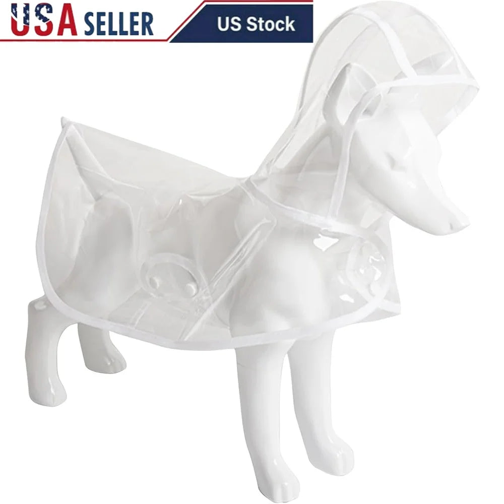 Transparent Waterproof Dog Rain Jacket with Harness Hole