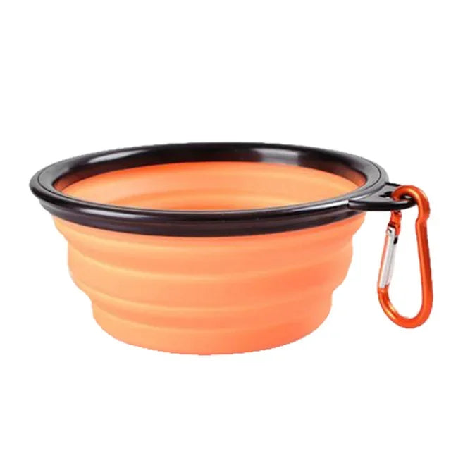 Collapsible Silicone Pet Bowl with Carabiner for Travel & Camping