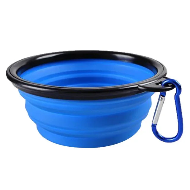 Collapsible Silicone Pet Bowl with Carabiner for Travel & Camping