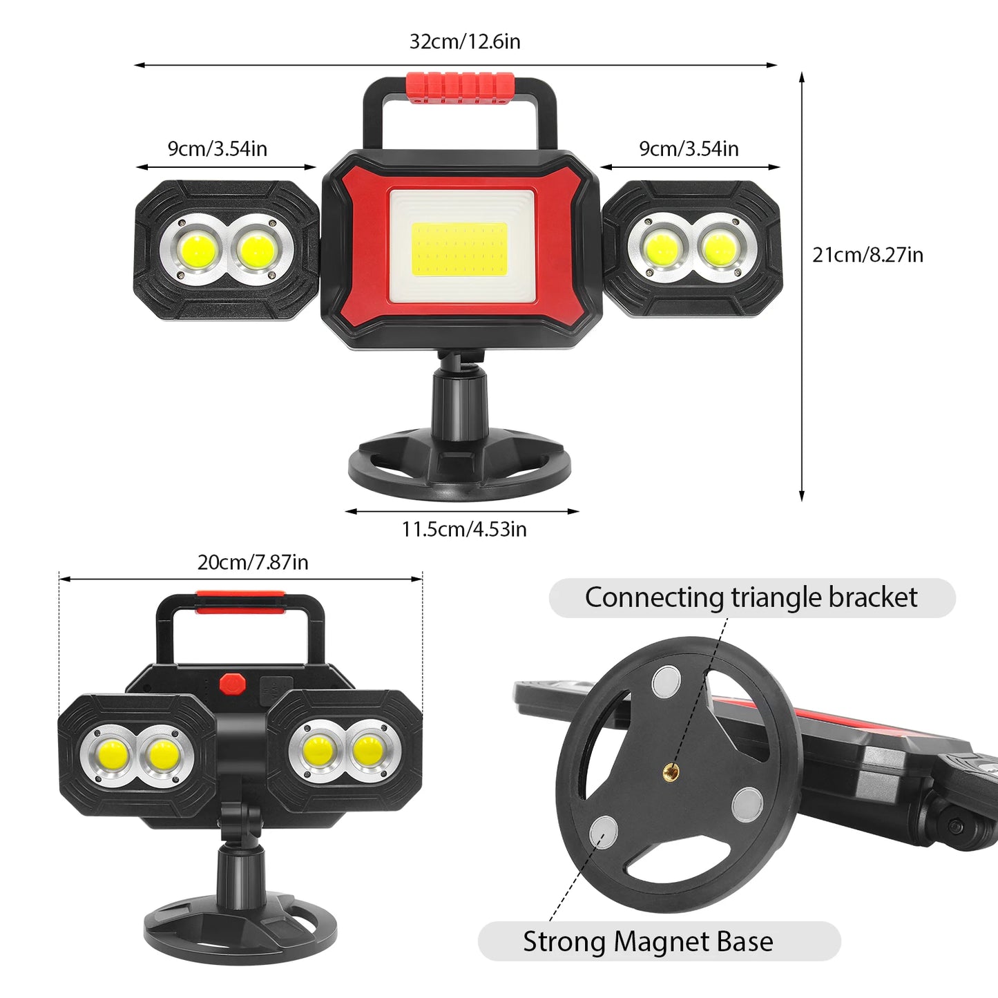 Rechargeable Magnetic LED Work Light 25W 2700LM Waterproof Cordless Job Light