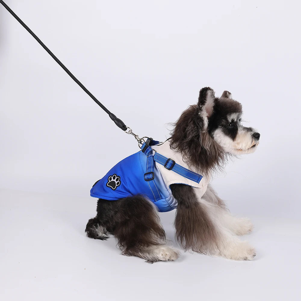 Reflective Winter Dog Jacket with Built-In Harness