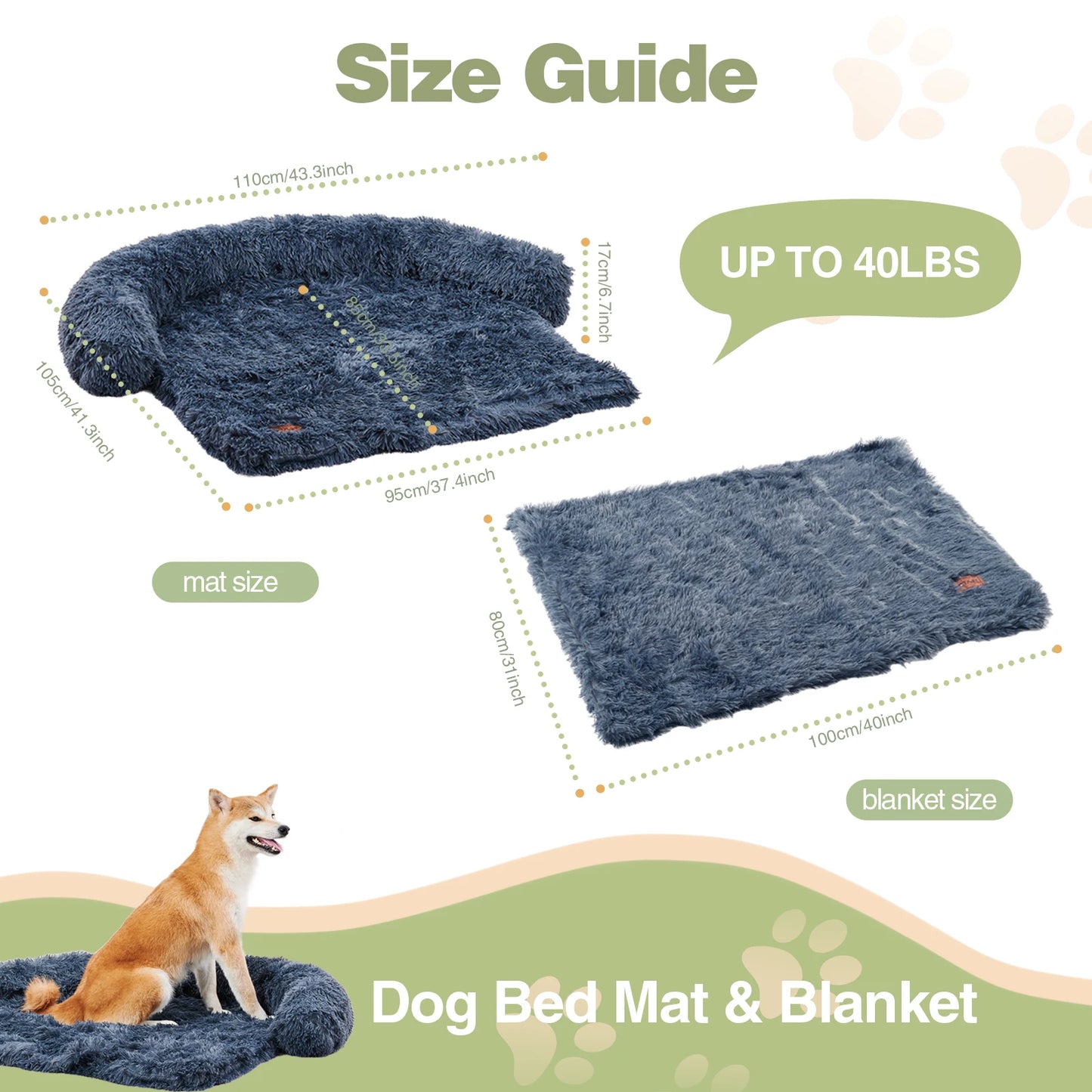 Fluffy Plush Dog Sofa Bed with Blanket & Washable Cover