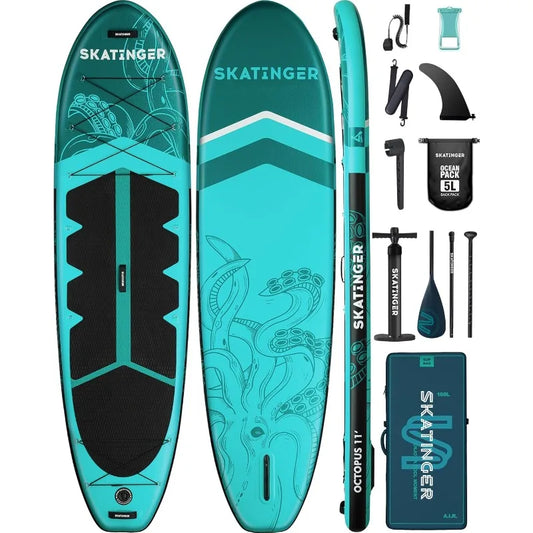 Extra Wide 11ft Inflatable Paddle Board for Adults and Families