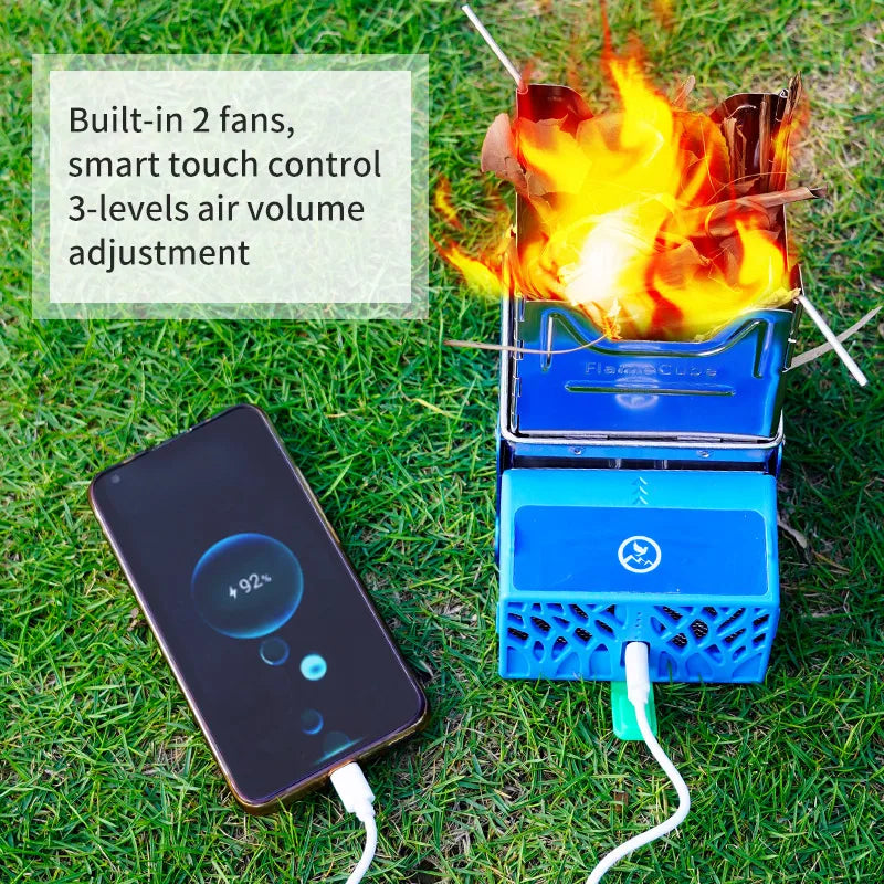 Flame Cube Portable Wood Burning Camp Stove with USB Charging