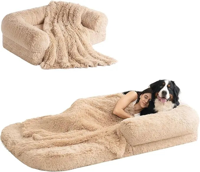 Foldable Orthopedic Memory Foam Human/Dog Bed Waterproof