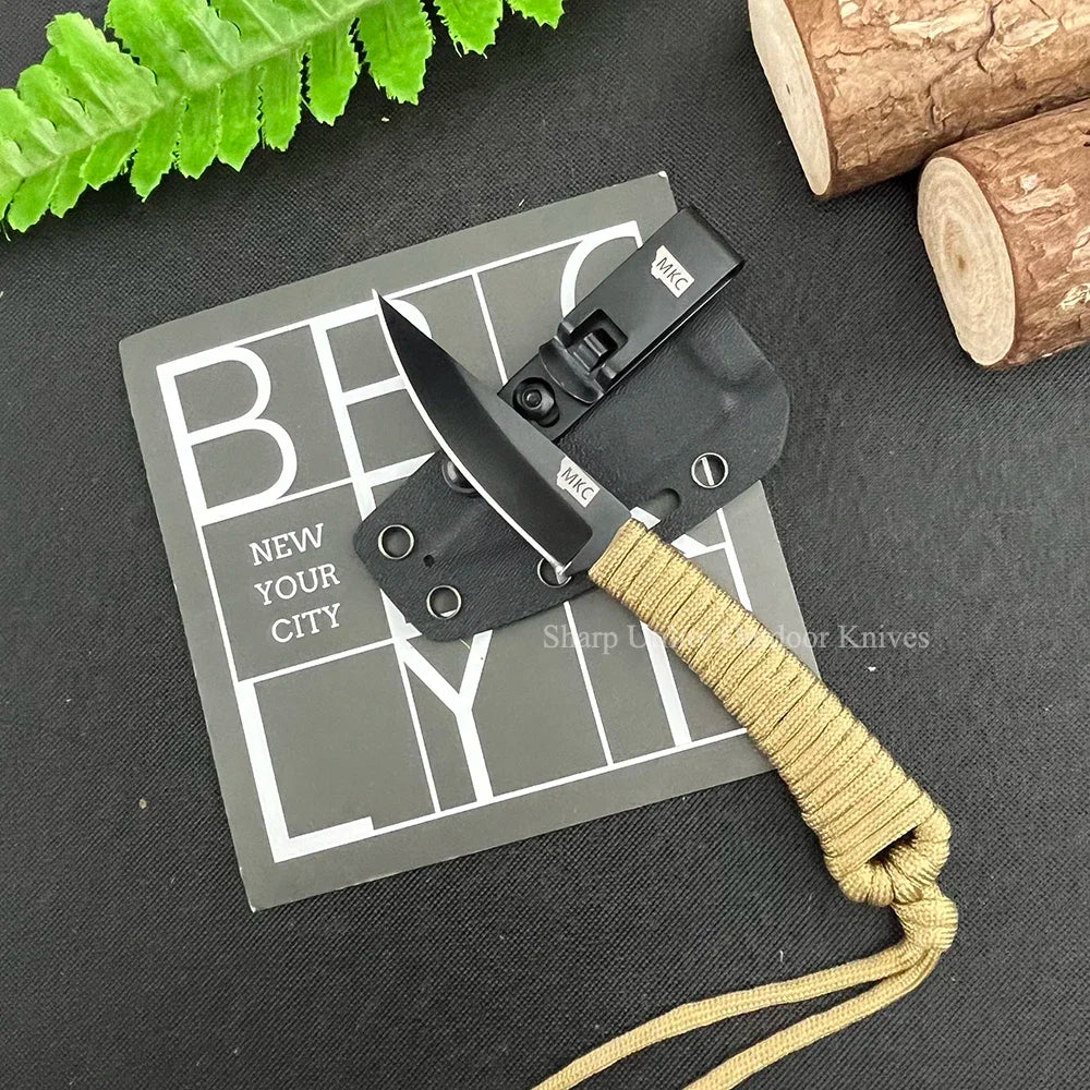 Compact Fixed Blade Knife with Sheath and Nylon Handle