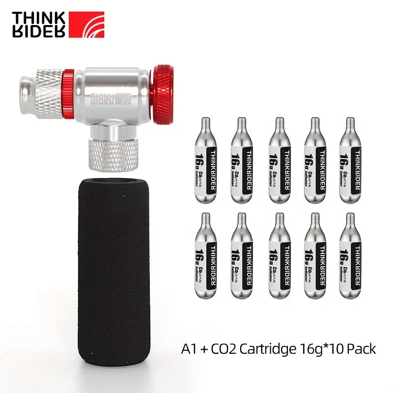 ThinkRider Mini CO2 Bike Pump Inflator with Presta and Schrader Adapter