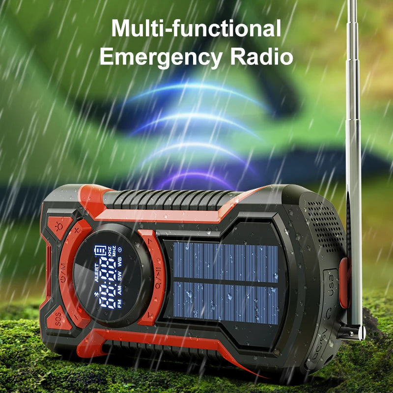 Emergency Solar Hand Crank Radio with Flashlight and Power Bank
