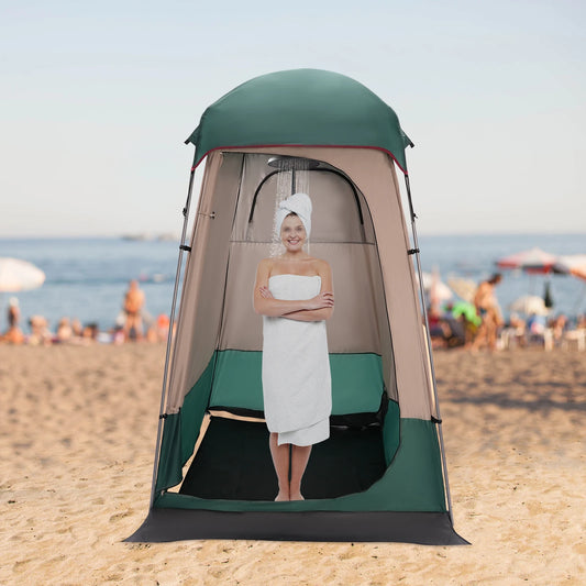 Dark Green RV Camping Privacy Shower Tent Portable Toilet Shelter for Hiking and Outdoor Use