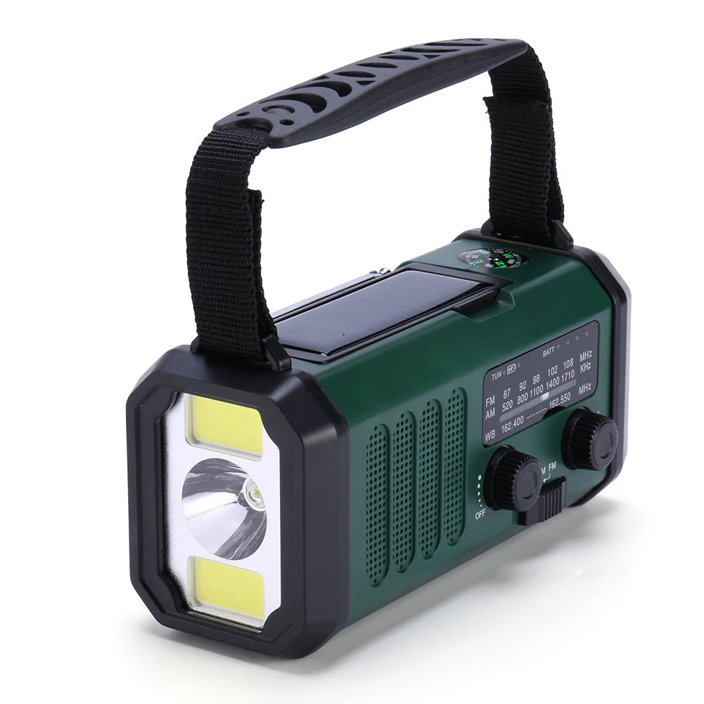 LED Emergency Hand Crank Radio with Flashlight and Solar Charging