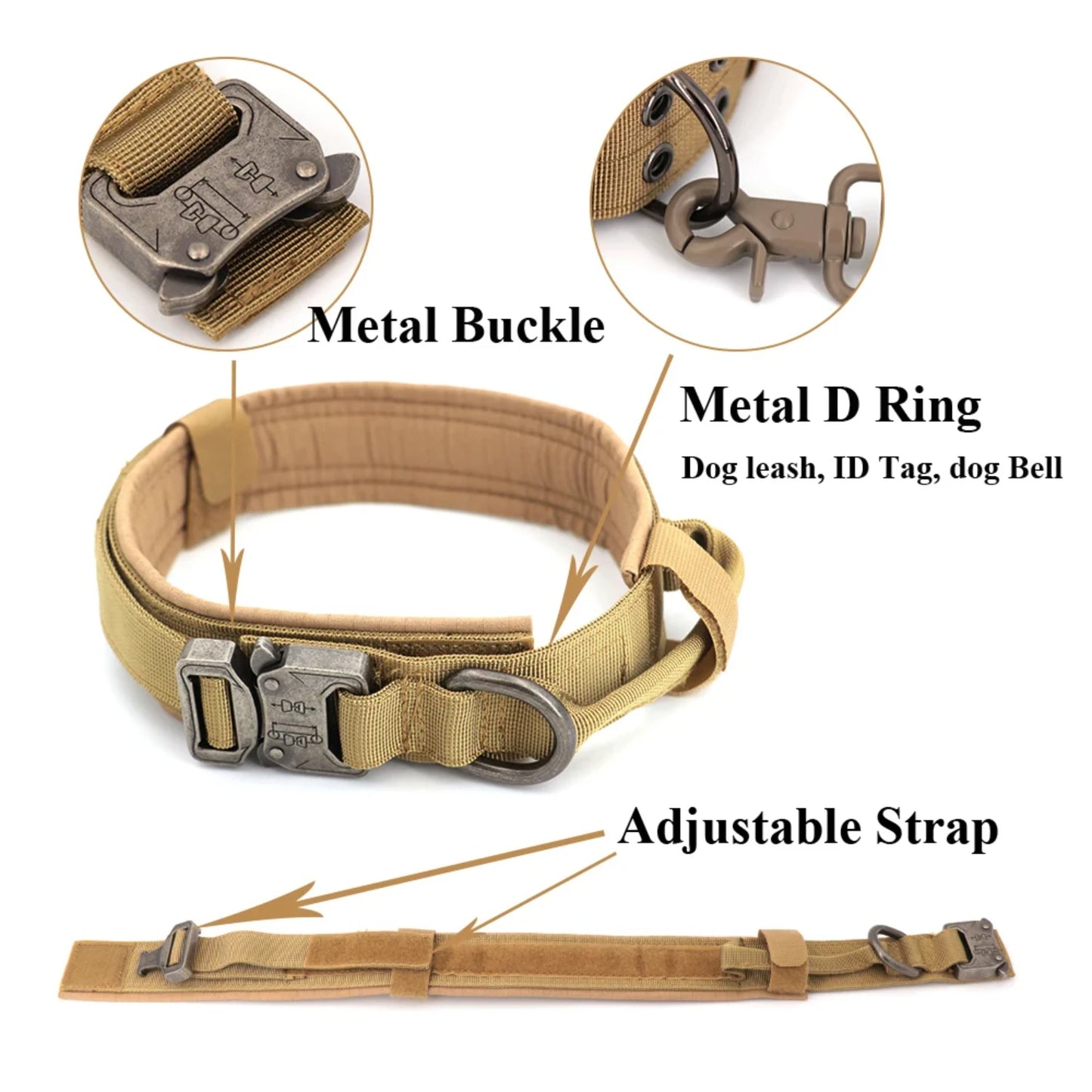 Adjustable Military Dog Training Collar and Leash Set