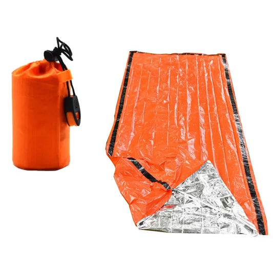 Portable Waterproof Emergency Survival Sleeping Bag Thermal Bivy Sack Mylar Blanket Kit