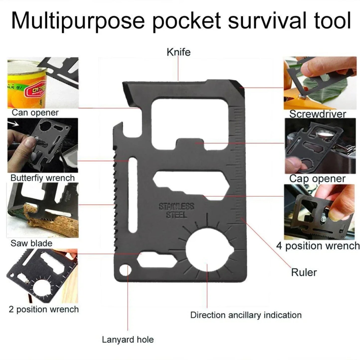 15 IN 1 Emergency Survival Kit Gear Camping Multifunction Defense Equipment First Aid SOS