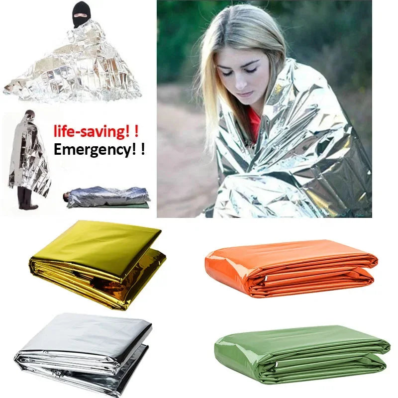 Folding Emergency Thermal Blanket for Outdoor Survival & First Aid