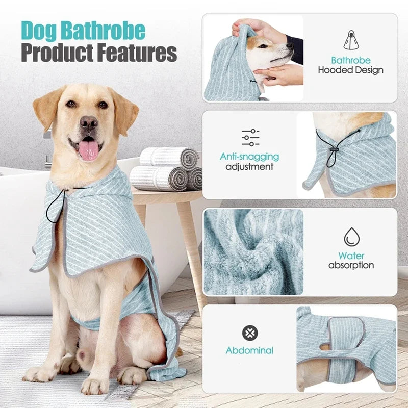 Pet Bathrobe Soft Absorbent Drying Towel for Dogs and Cats