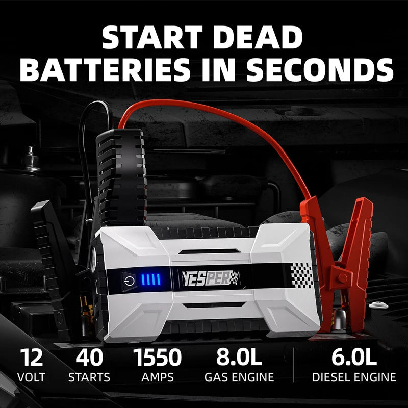 Portable Car Jump Starter 1000A Power Bank 12000mAh Emergency Battery Booster