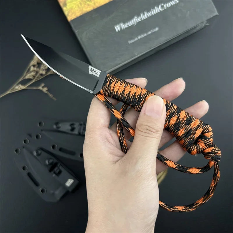 Fixed Blade Survival Knife with Nylon Rope Handle