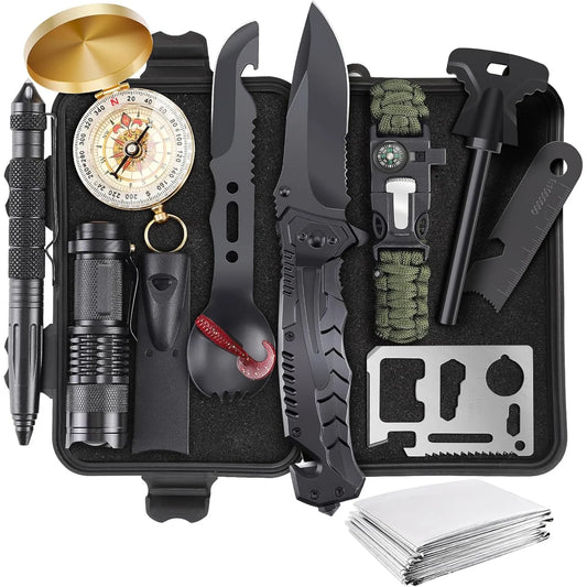 13 in 1 Survival Gear Kit for Camping and Hiking