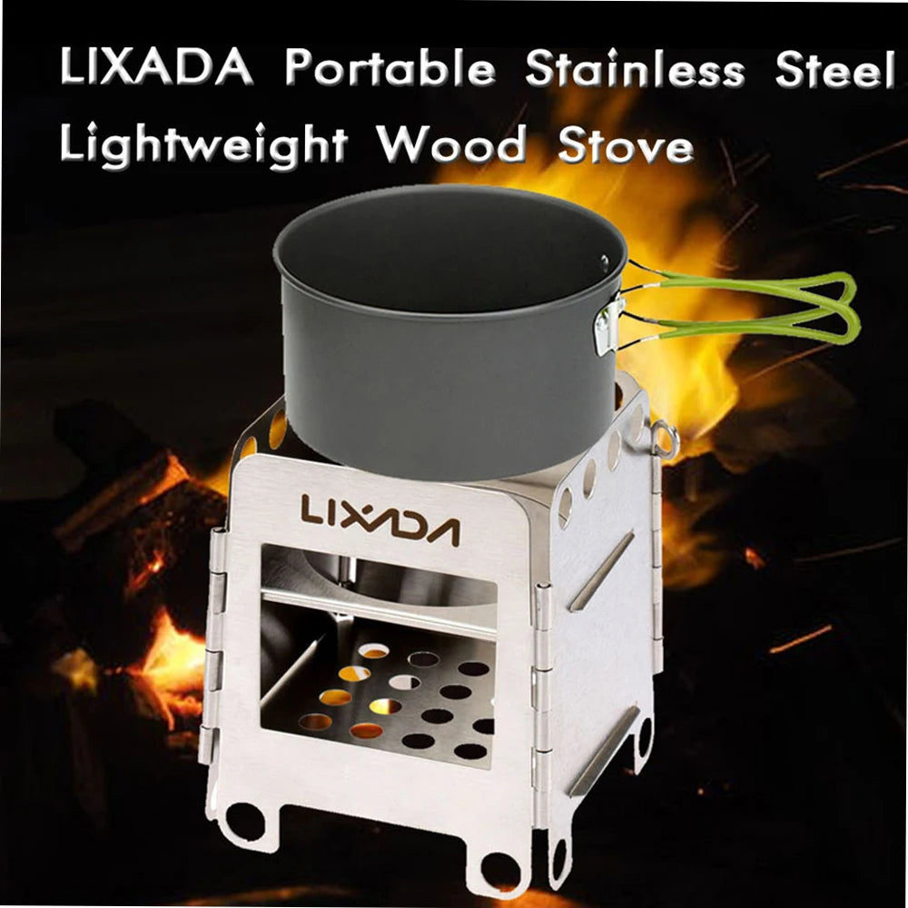 Lightweight Folding Titanium Wood Burning Stove for Camping and Backpacking