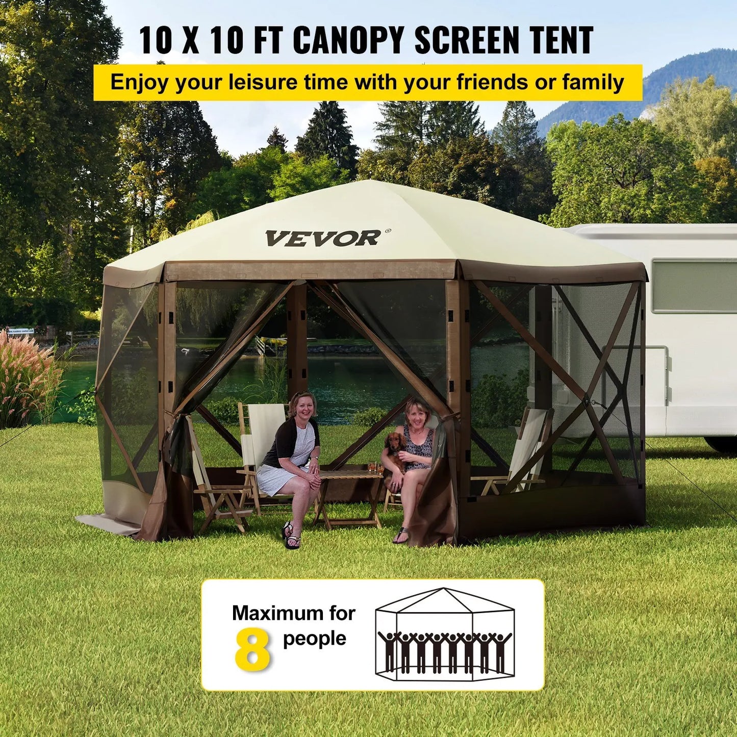 Waterproof 8 Person Pop Up Camping Gazebo Tent