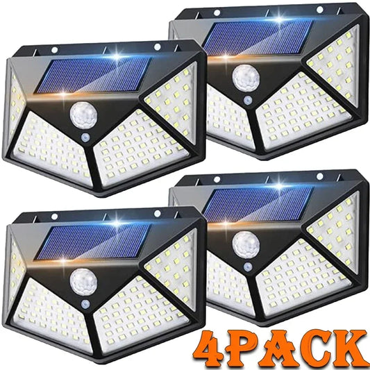 1/2/4 Solar Powered 100 LED Wall Lights for Outdoor & Garden