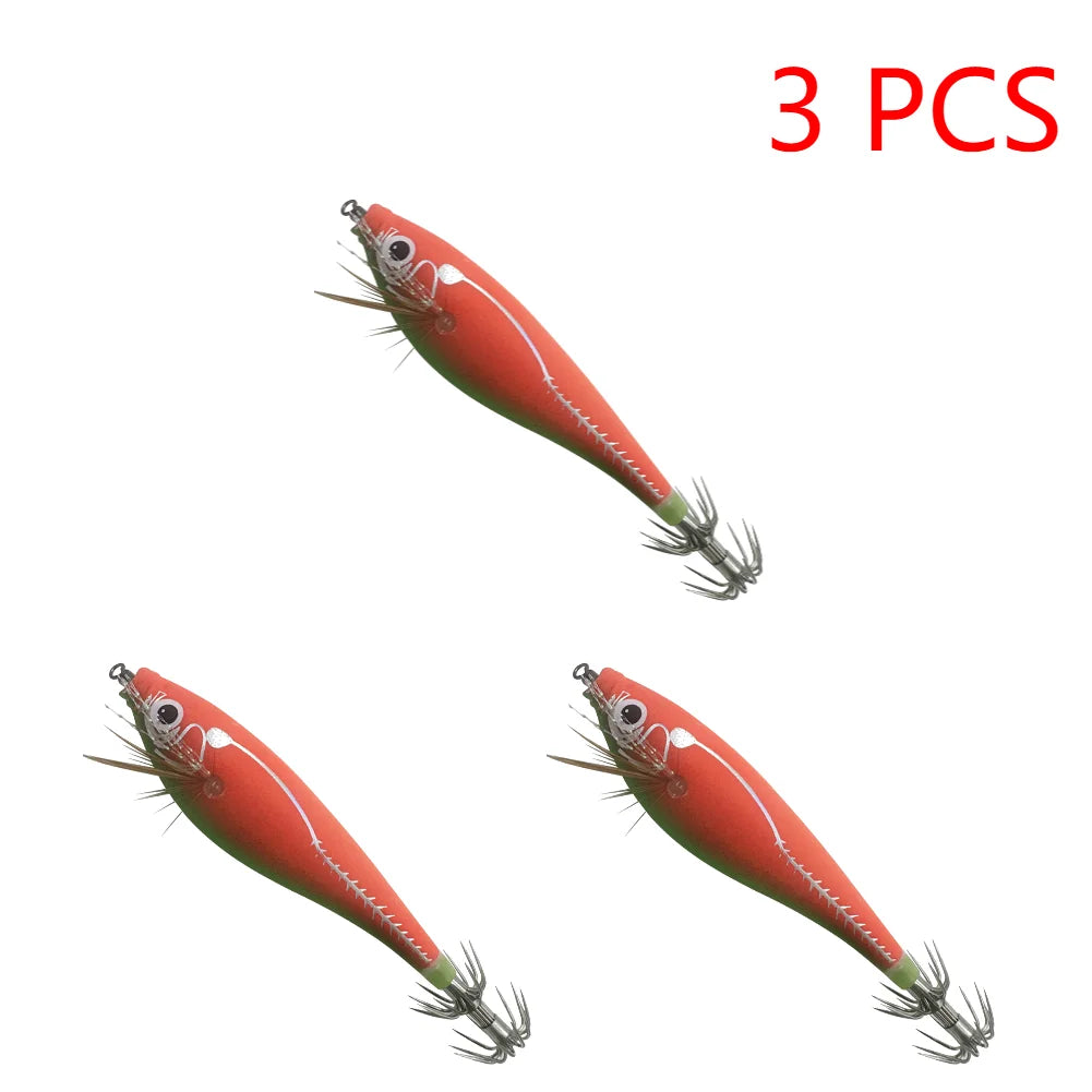 Fluorescent Fishing Lure 110mm 10.5g Glow in the Dark Jigging Bait w/Built-In Bead & Squid Hook Artificial Tackle 1–3 Pieces