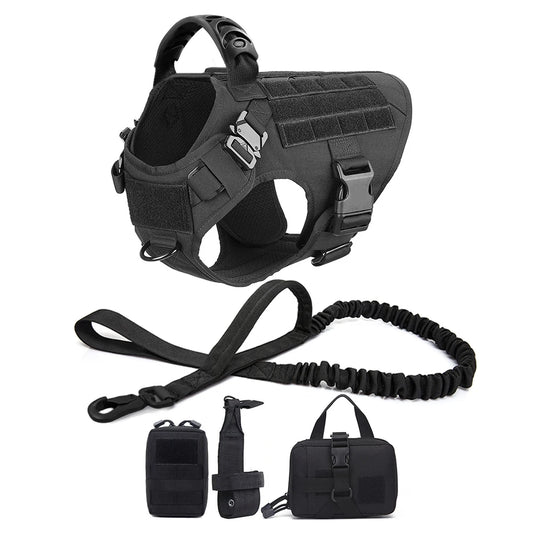 Military Dog Harness and Leash Set with Bags