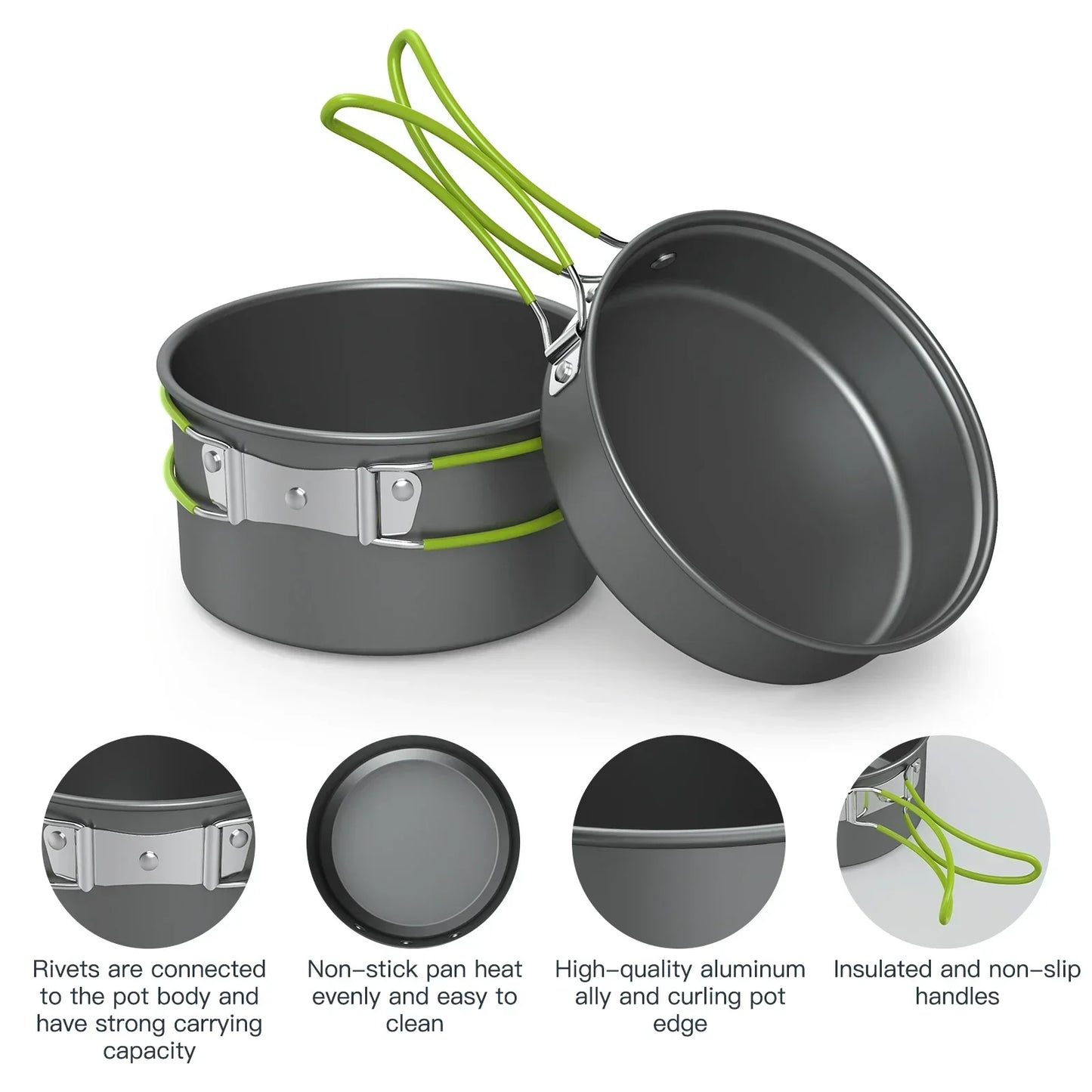 Portable Camping Cookware Set for 2-3 People