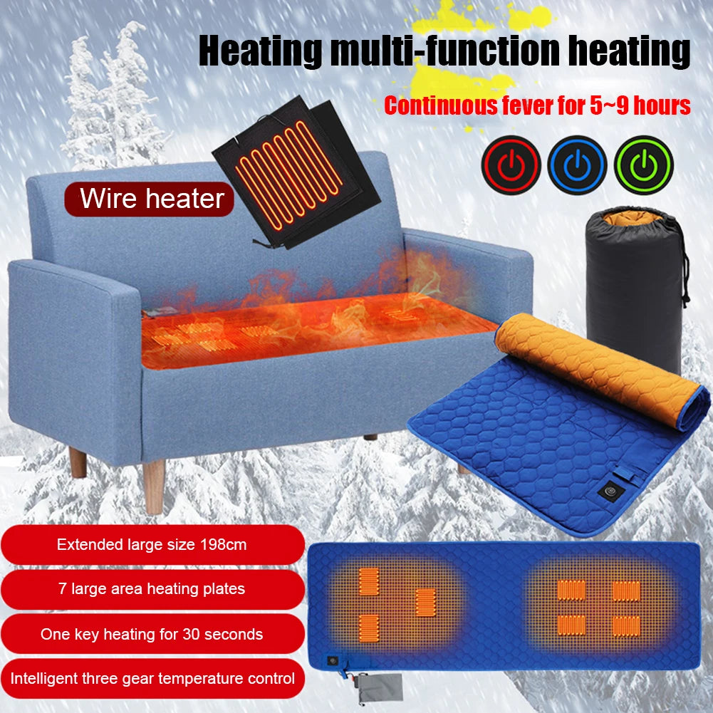 USB Heated Sleeping Mat Foldable Camping Warm Pad