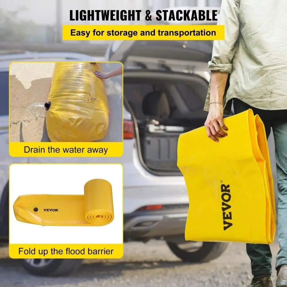 Flood Barrier 24ft Reusable PVC Water Control Tube Sandbag Alternative