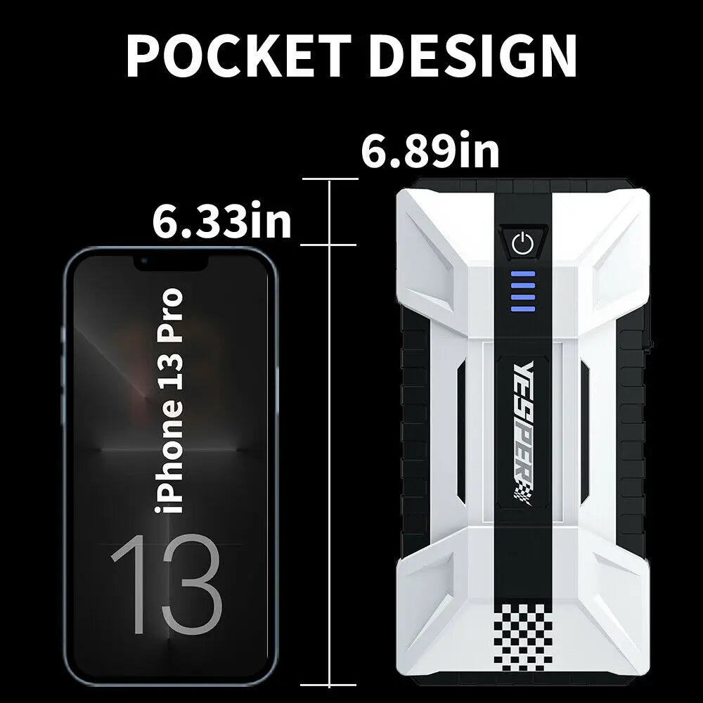 Portable Car Jump Starter 1000A Power Bank 12000mAh Emergency Battery Booster