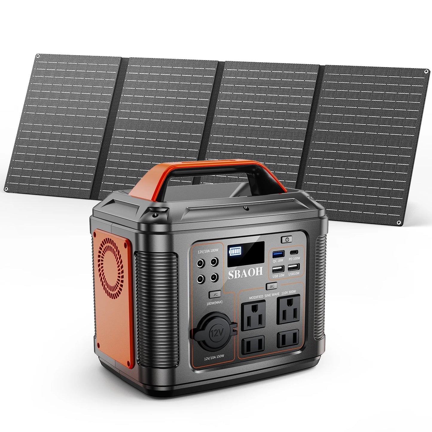 300W Portable Power Station with Solar Panel 296Wh 80000mAh