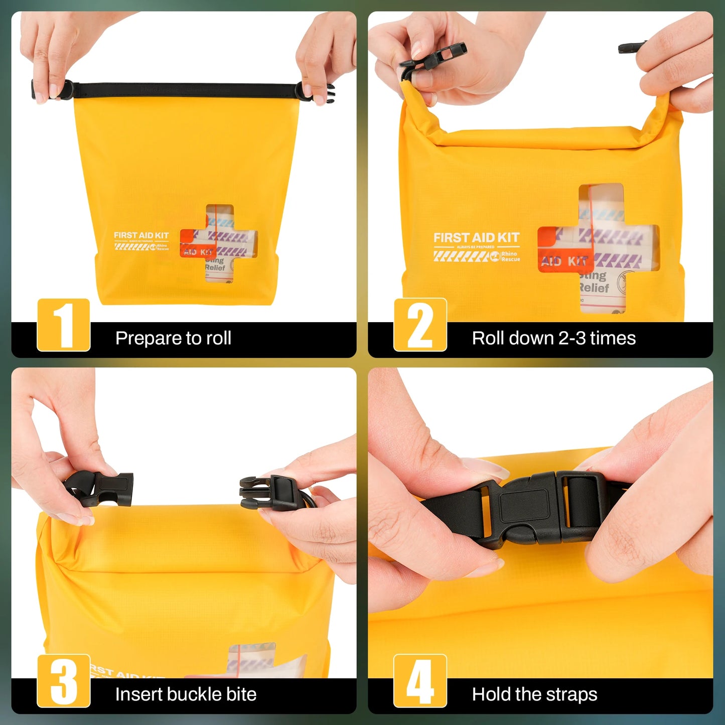 RHINO RESCUE Waterproof First Aid Kit, Lightweight, Emergency Survival Supplies for Outdoor Kayak & Swimming