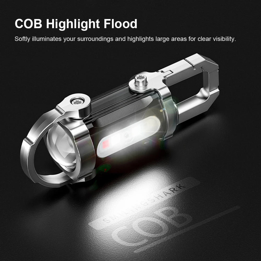 USB Rechargeable Ultralight Pocket Lamp for Outdoor, Multifunctional Portable Torch