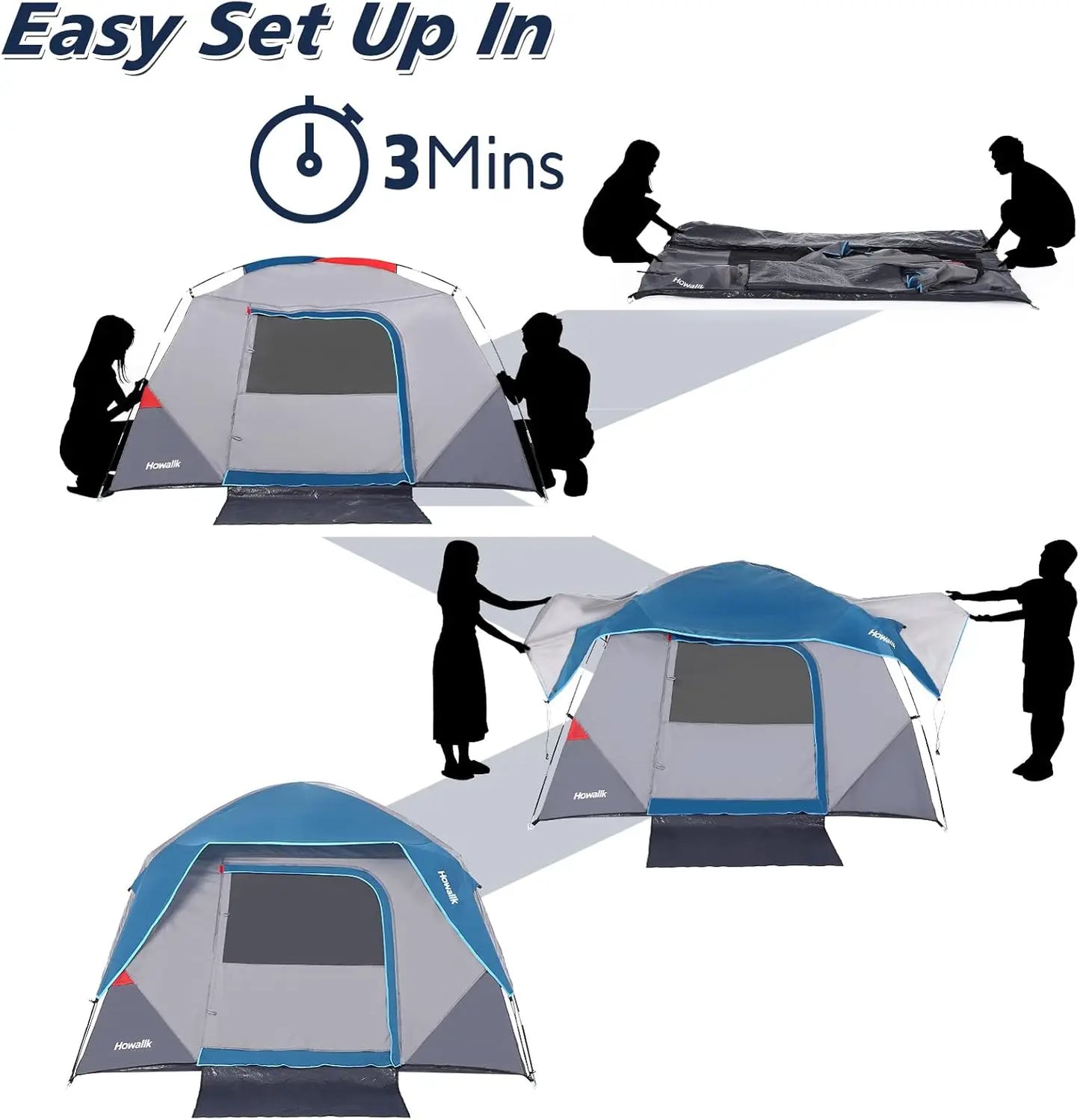 Easy Set-Up Camping Tent for 4-6 People