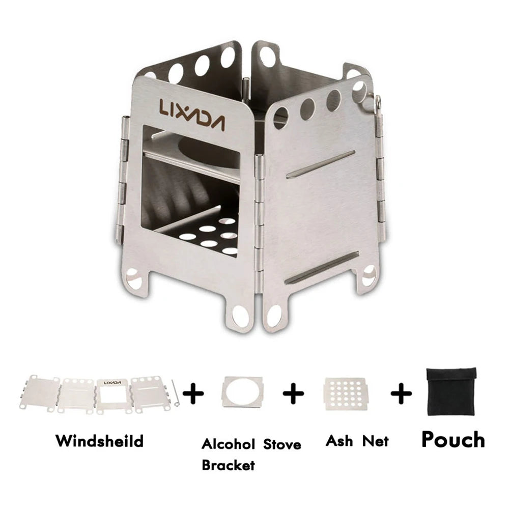 Lightweight Folding Titanium Wood Burning Stove for Camping and Backpacking